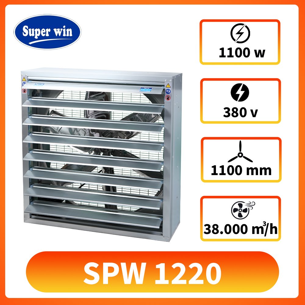 Quạt vuông gián tiếp SPW 1220 (Lá Sách) 3phase