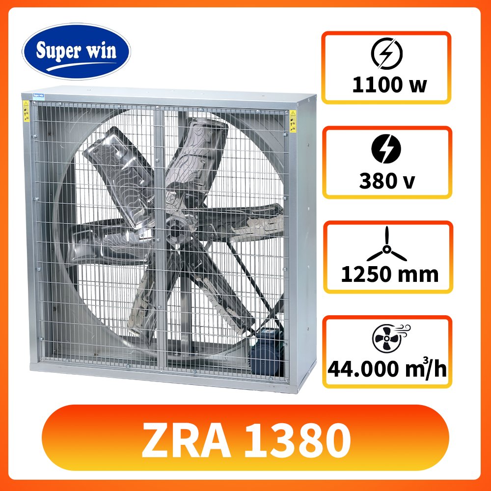 Quạt vuông gián tiếp ZRA 1380 (2 Mặt Lưới) 3phase