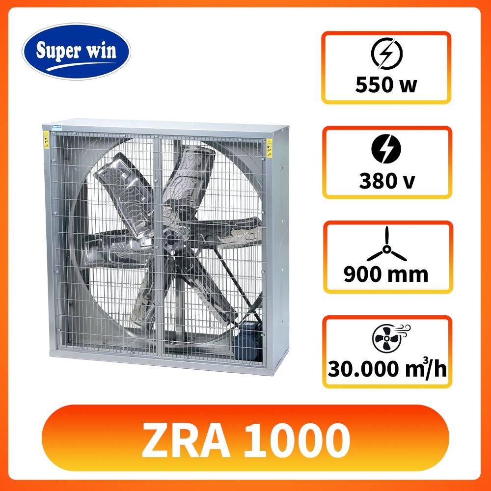 Quạt vuông gián tiếp ZRA 1000 (2 Mặt Lưới) 3phase