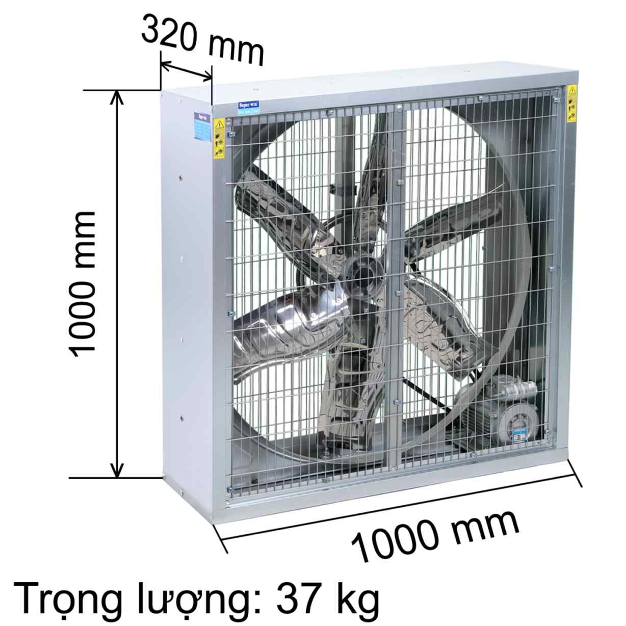 Quạt vuông gián tiếp ZRA 1000 (2 Mặt Lưới) 3phase