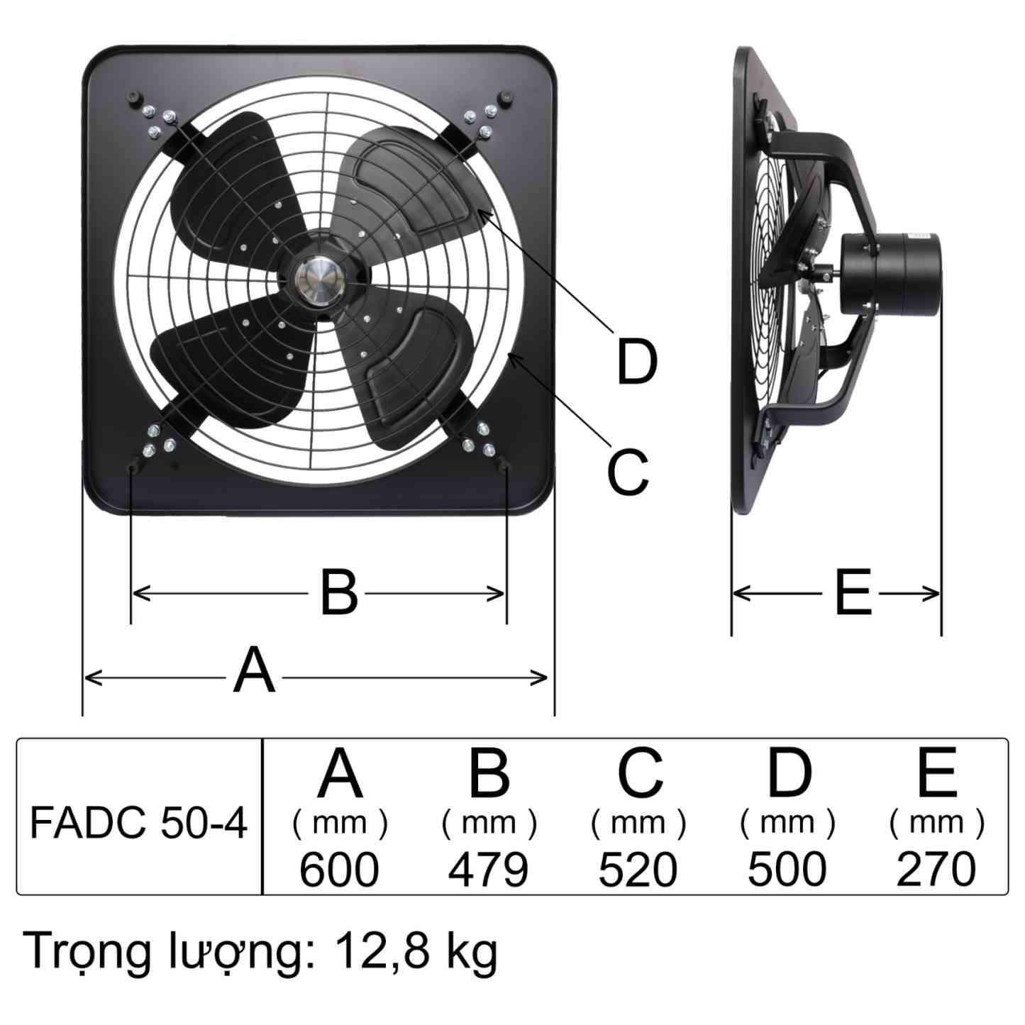 Quạt thông gió vuông FADC 50-4 Deton