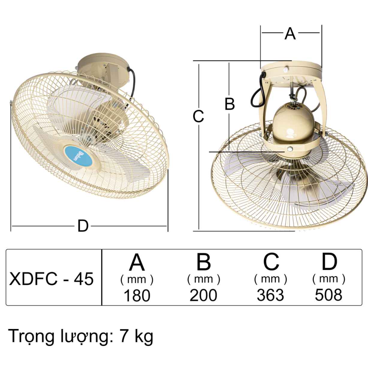 Quạt đảo trần Deton XDFC-45